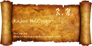 Kajos Nándor névjegykártya